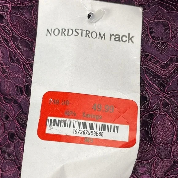 Free People Honey Honey Lace Long Sleeve Mini Dress Burgundy Purple Defect 2 - Picture 11 of 14